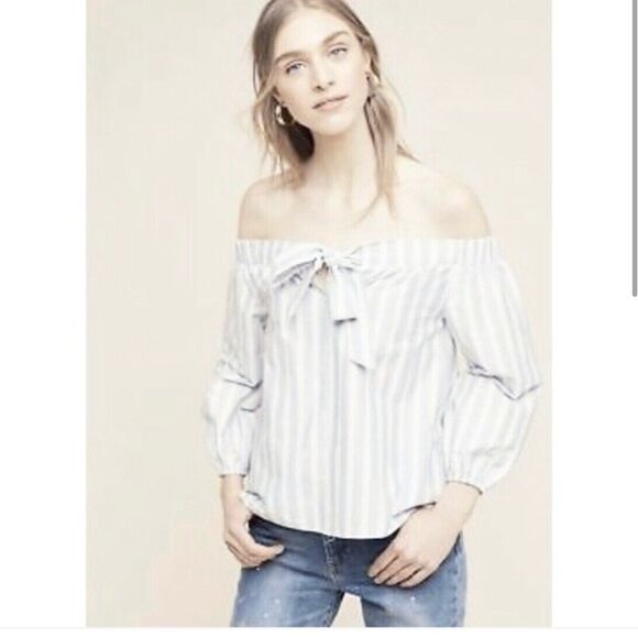 Anthropologie Maeve Striped Off The Shoulder Top - Picture 1 of 5